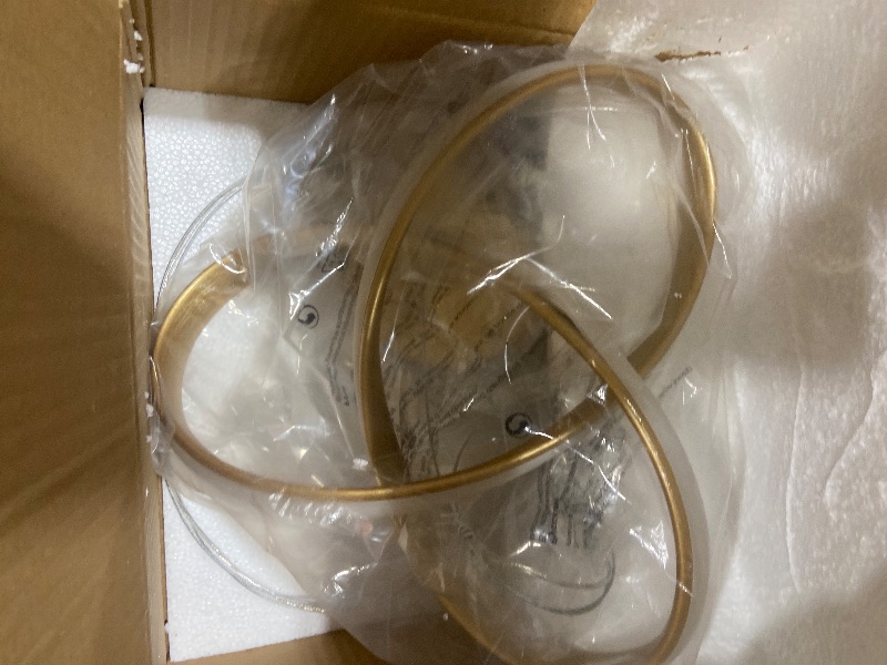 Photo 1 of Mccokaige Modern LED Chandelier Contemporary Pendant Lighting Ring Light Fixture Gold with 4500K and 59in Height Adjustable Hanging Lamp for Kitchen Island Hallway Foyer Closet Corridor