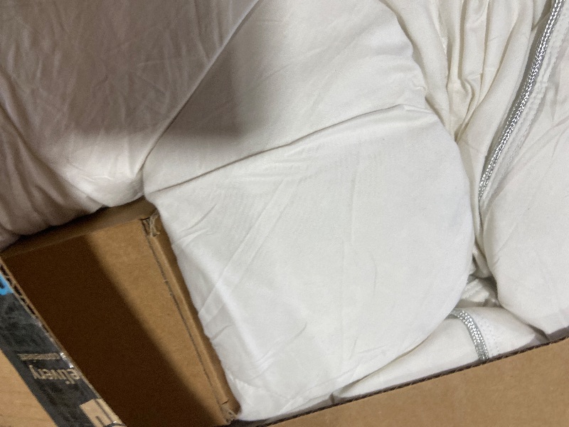 Photo 1 of DWR Heavyweight Down Feather Fibers Comforter Oversized Full/Queen, Ultra-Soft Cotton Blend Fabric, Overfilled Winter Warm Hotel Duvet Insert for Cold Weather/Sleeper (98x98, White)