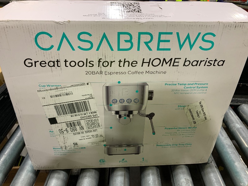 Photo 1 of CASABREWS 3700 Essential Espresso Machine 20 Bar, Stainless Steel Cappuccino & Latte Machine with Steam Frother for Home, 43.9oz Water Tank, Coffee Gift for Women & Men, Silver