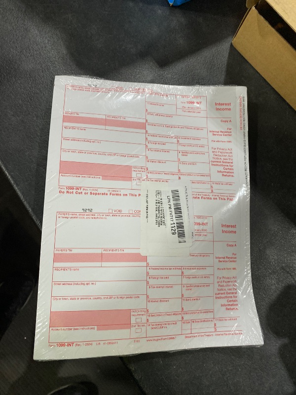 Photo 1 of 1099 INT Interest Tax Forms Set 4 Part 10 Pack for 2025 And Self-Seal envelopes. Kit For 10 Vendors, Laser Forms Designed for QuickBooks and Accounting Software