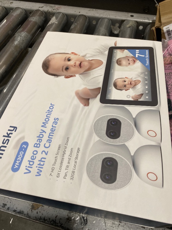 Photo 1 of Simsky Split Screen Video Baby Monitor with 2 Cameras, Dual 4MP Cameras with 6X Zoom, 7" UHD Touch Screen Portable Audio Baby Monitor, App Remote Access, 5200mAh Battery, 32GB Local Storage