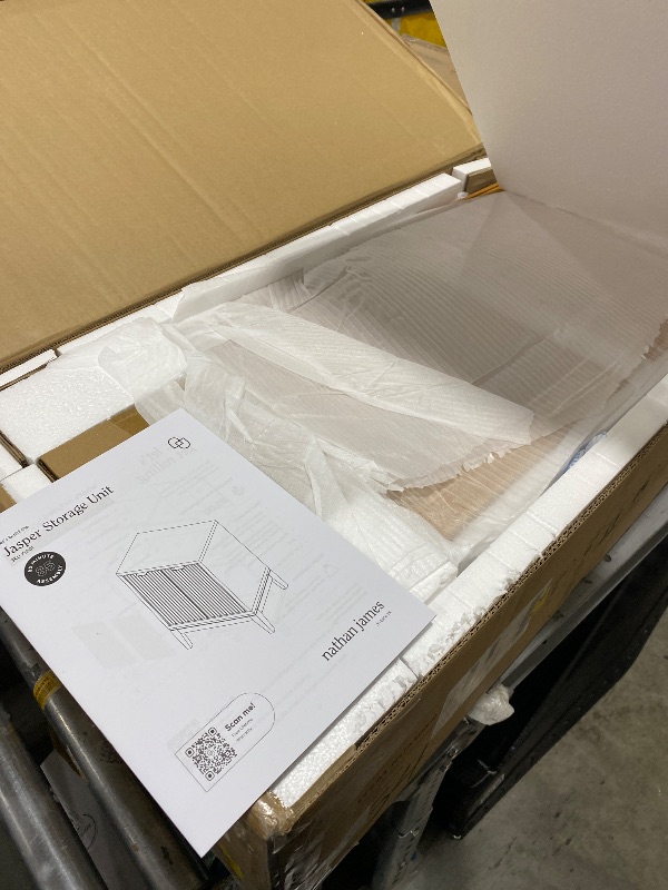 Photo 1 of Nathan James Jasper Wood Modern Sideboard Accent Storage Cabinet with Fluted Doors, for Kitchen or Living Room, Warm Pine