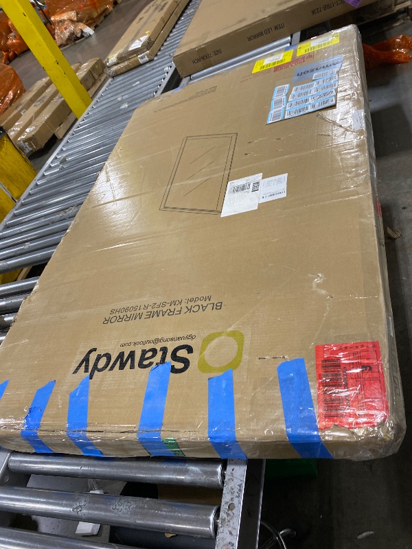 Photo 1 of Bathroom Mirror, 60x36 Inch Matte Black Framed Mirror, Rectangular Wall Mirror, Vanity Mirror Wall Mounted, Anti-Rust, Tempered Glass, Hangs Horizontally or Vertically