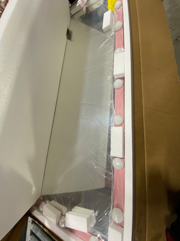 Photo 1 of ANYHI Pink Mirror Full Length with Lights, 62.6 x 23.3 Inch LED Lighted Full Body Mirror with 22 Dimmable Lights, Smart Touch, 3 Color Modes, Wall Mount/Lean Against Wall