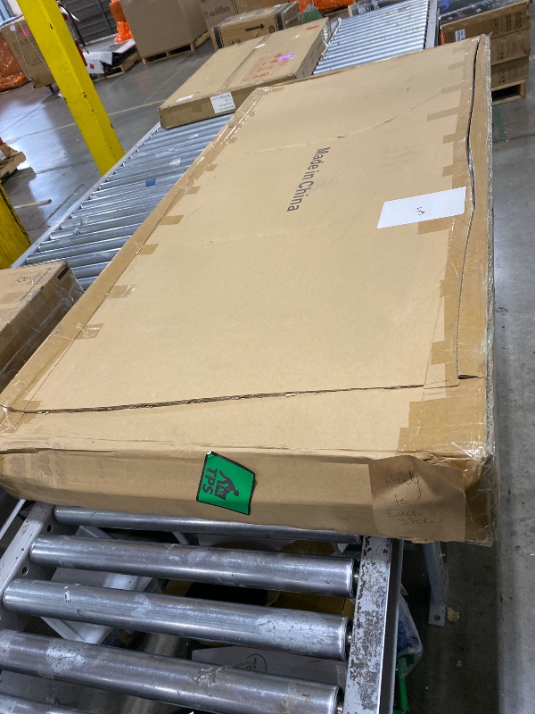 Photo 1 of KunAndPeng Stylish Solid Wood Office Desk with Sturdy Metal Base - Durable Executive Computer Desk or Dining Table in Multiple Sizes - Perfect for Home Office and Work Environments (Tan62.99in)