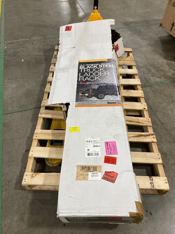 Photo 1 of Buyers Products 1501153 Steel Truck Ladder Rack, 13 ft.,1000lb Limit, Fits Full Size Domestic Pickup Trucks With Crew Cabs, Claim Or Bolt Mount, Contractor Rack for Pickup Trucks, Cargo Rack for Truck