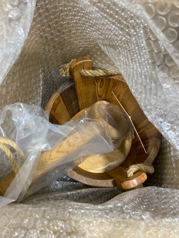 Photo 1 of Northwood Sauna - Sauna Bucket and Ladle Set - Handmade from Canadian Red Cedar Wood - Natural Rope Handle - 1.6 Gallons (6 Liters) Water Capacity