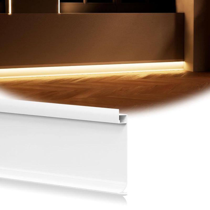 Photo 1 of Muzata 5Pack 6.6FT/2M LED Baseboard Lighting Channel with Spotless Milky White Cover White Aluminum Skirtingboard LED Diffuser Channel U129 HW 2M