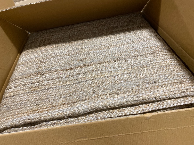 Photo 1 of FRELISH DECOR Handwoven Jute Area Rug - 9x12 Feet Natural Yarn - Rustic Vintage Beige Braided Reversible Rectangular Rugs for Bedroom - Kitchen - Living Room - Farmhouse (9' x 12')