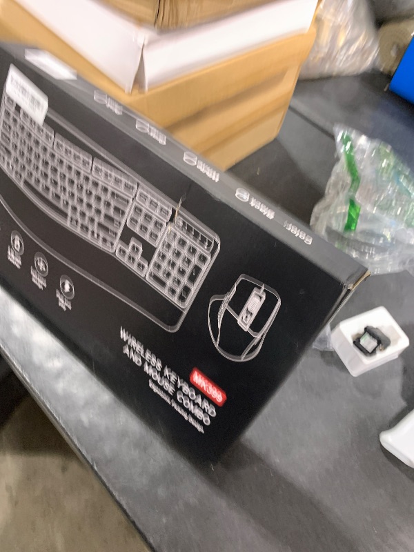 Photo 1 of Wireless Keyboard and Mouse Combo, 2.4G Full Size Wave Keys Ergonomic Keyboard with Wrist Rest and 3-Level DPI Adjustable Wireless Ergonomic Mouse for Windows, Mac OS Desktop/Laptop/PC(Black)