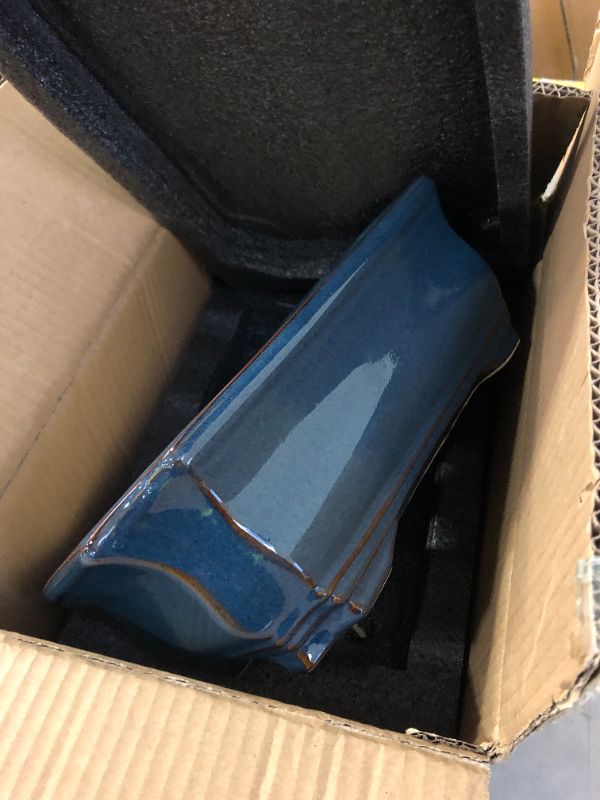 Photo 1 of **POT ONLY** Teagas Bonsai Pots 11.6 Inch - Ceramic Succulent Pots with Drainage Hole, Rectangular Planter for Indoor Outdoor, Decorative Ceramic Flower Pot, Home Garden Room Decor, Plant Lover Gifts, Retro Blue