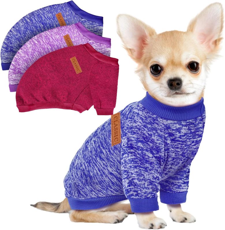 Photo 1 of 3 Pack Dog Sweaters for Small Dogs Girl Boy Winter Fleece Clothes Warm Soft Dog Sweatshirt Outfit for Dogs Cats Pet Apparel
XXS