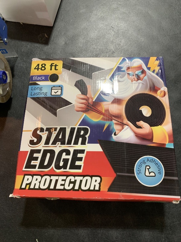 Photo 1 of Stair Edge Protector 48 Ft - Black Rubber Edge Trim for Steps - Stair Nose Molding - Rubber Nose Trim - Fit for Indoor and Outdoor - Non Slip and Waterproof