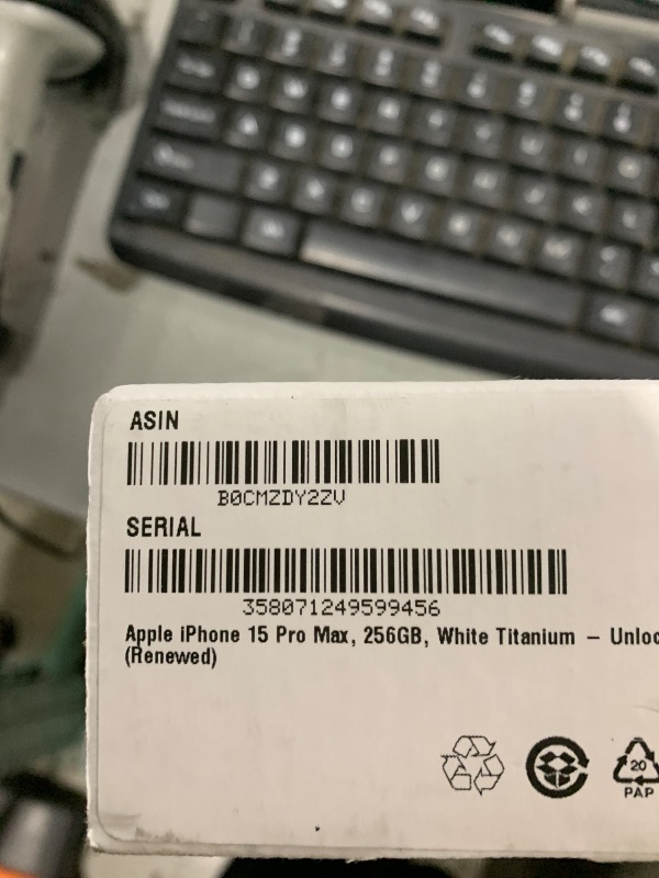 Photo 1 of Apple iPhone 15 Pro Max, 256GB, White Titanium - Unlocked (Renewed)