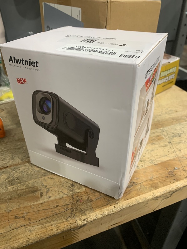 Photo 1 of ?Auto Focus &1080P?Alwtniet Mini Portable Projector, 4k Support Smart Proyector with Wifi and Bluetooth For Outdoor, 5W Speaker, Built in Apps,Home Theater, Bluetooth Movie Projector (Black)