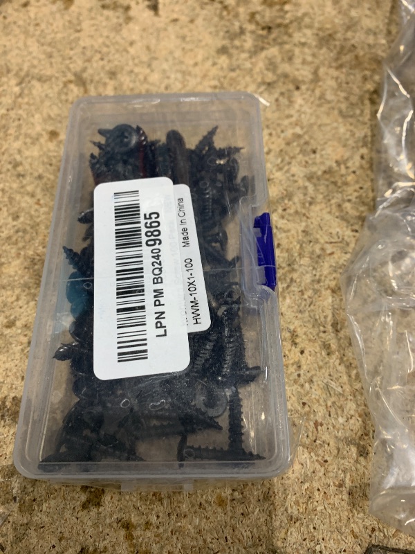 Photo 1 of #10 x 1 (100 PCS) Modified Truss Head Wood Screws, Phillips Drive Quick Metal Self Tapping Screws, Black Coating, Full Thread, Screwdriver Bit Included