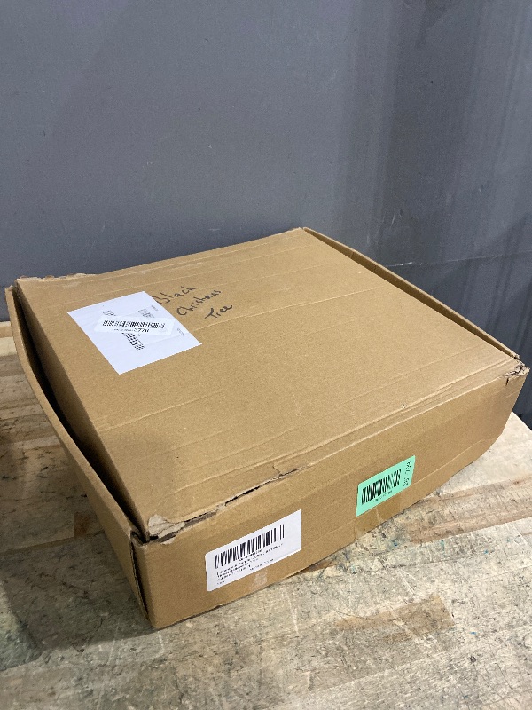 Photo 1 of [Timer& Pumpkin] 6 Ft Black Tinsel Halloween Tree with 60 LED Orange Purple Lights, Pop Up Artificial Pencil Tree with Lantern Topper & 15 Jack-O Pumpkin Balls Ornaments for Halloween Decor Indoor