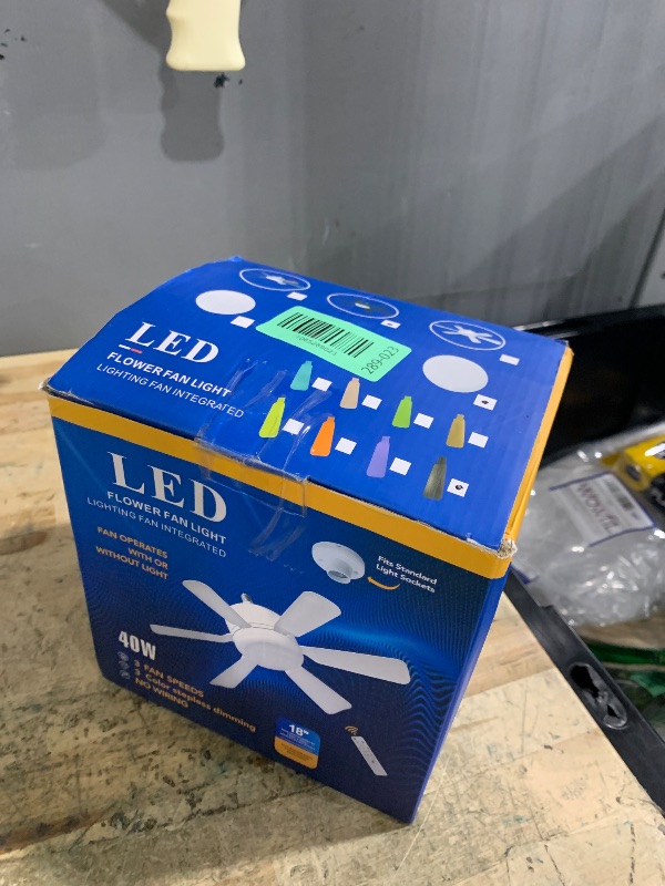 Photo 1 of **NO BLADES**Hywyimlait Socket Fan Light with Remote, Portable Ceiling Fans with Lights for Bedroom, Kitchen, Living Room, 3 Color Stepless Dimming, Screws into E27, Black (Six Blade)