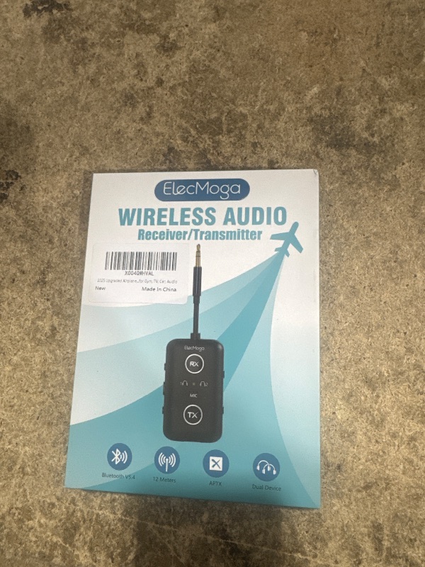 Photo 1 of 2025 Upgraded Airplane Bluetooth 5.4 Adapter with aptX Adaptive, ElecMoga Airplane Travel Essentials Supports 2 AirPods or Headphones, 2-in-1 AUX Wireless Transmitter Receiver for Gym, TV, Car, Audio
