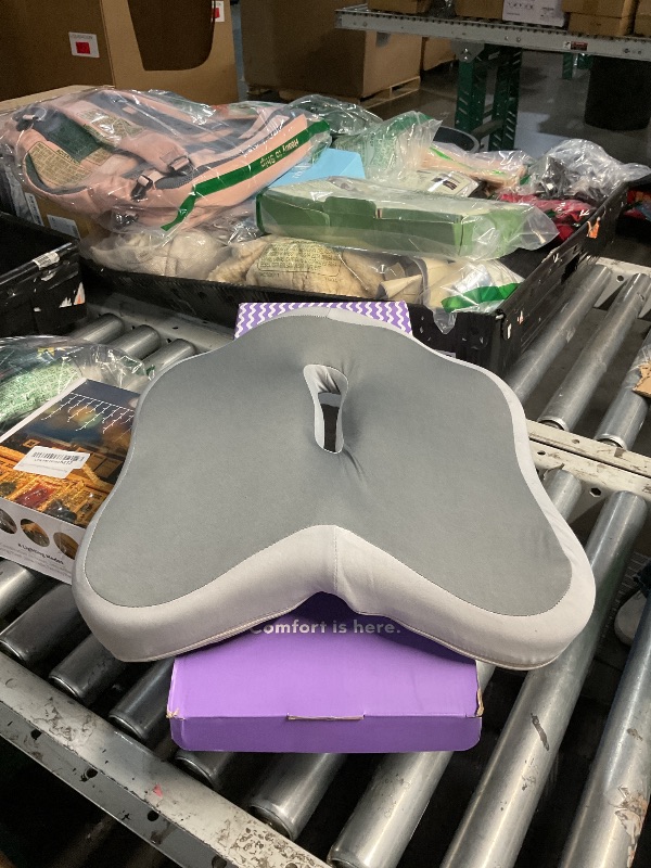 Photo 1 of ***** photo stock for reference ******C CUSHION LAB Patented Pressure Relief Seat Cushion for Long Sitting Hours on Office/Home Chair, Car, Wheelchair - Extra-Dense Memory Foam for Hip, Tailbone, Coccyx, Sciatica - Light Grey