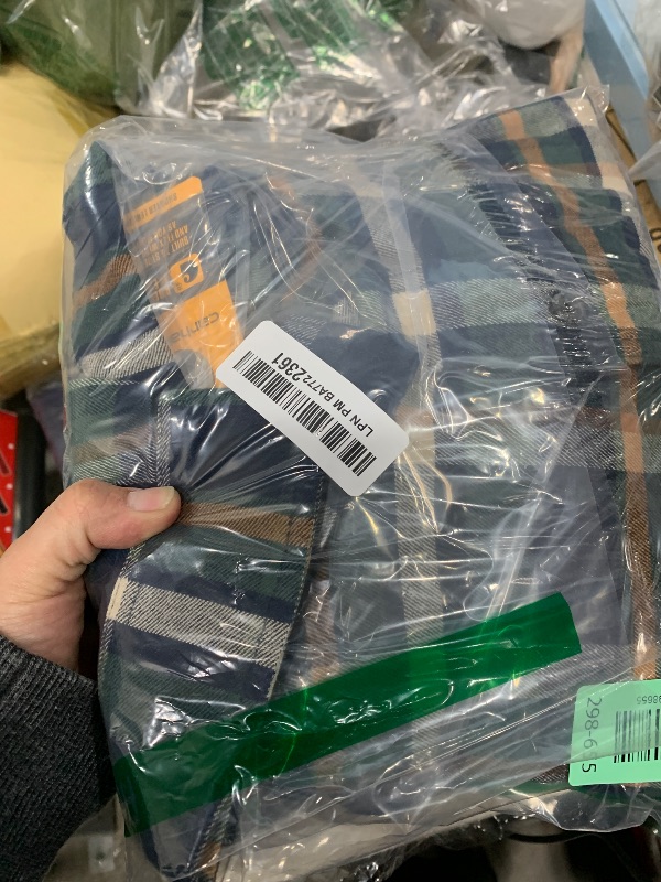 View 2 of Carhartt Men's Rugged Flex Relaxed Fit Midweight Flannel Long-Sleeve Plaid Shirt, Navy, X-Large Tall