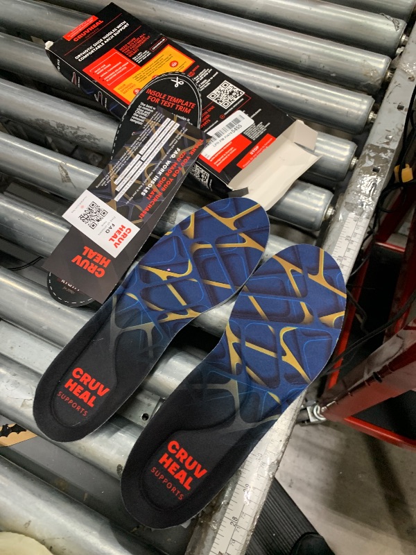 Photo 1 of (New) Work Orthotic Insoles - Anti Fatigue Medium Arch Support Shoe Insert Men Women - for Plantar Fasciitis Flat Feet Leg - Relieve Foot Pain - Work Boot Insoles Standing All Day (L, Blue Lines)