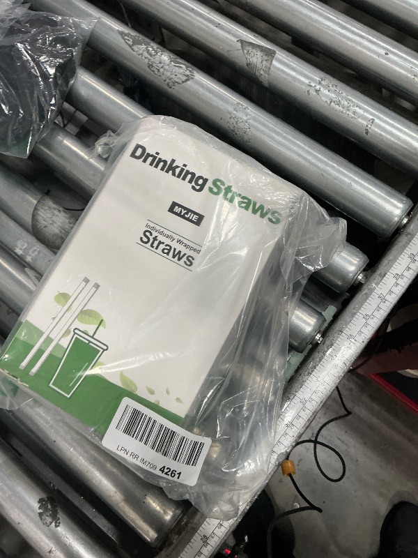 Photo 1 of [400 Pcs] Black Individually Wrapped Disposable Plastic Straws(7.5" longX0.23" diameter)