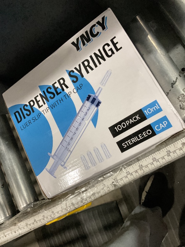 Photo 1 of 100 Pack 10ml Syringes with Cap, Luer Slip Tip, 10cc syringe Whole Pack Bulk Sterile Sealed, No Needle