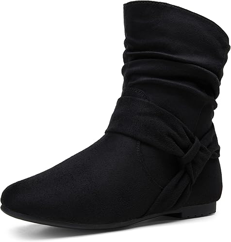 Photo 1 of  Vepose Women's Slouch Ankle Flat Boots Fashion Short Low Heel Zipper 939A Booties
