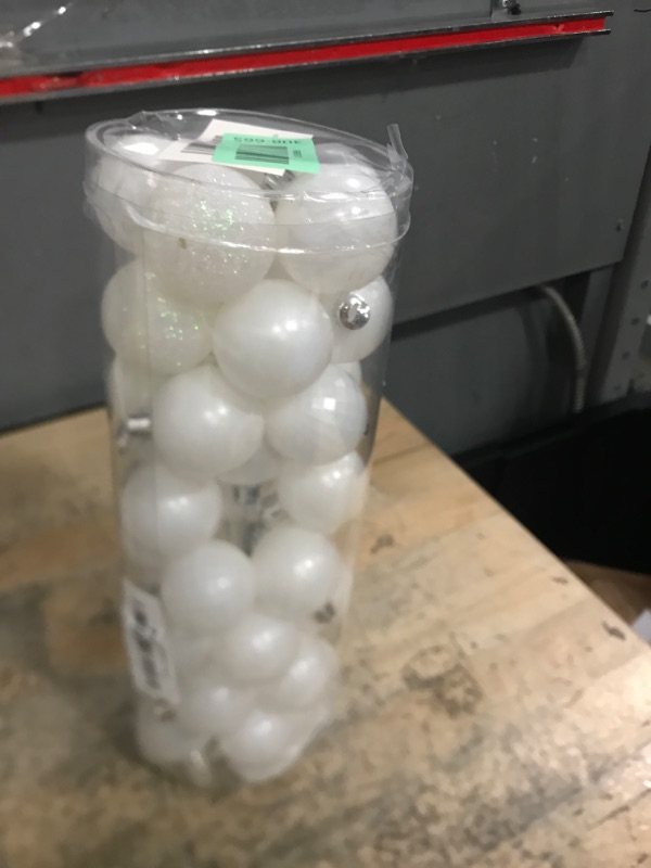 Photo 1 of 1.57" Pearl White Christmas Balls Ornaments 40 Pcs Shatterproof Christmas Ornaments Set Halloween Balls Ornaments White Ornament for Xmas Tree Holiday Party