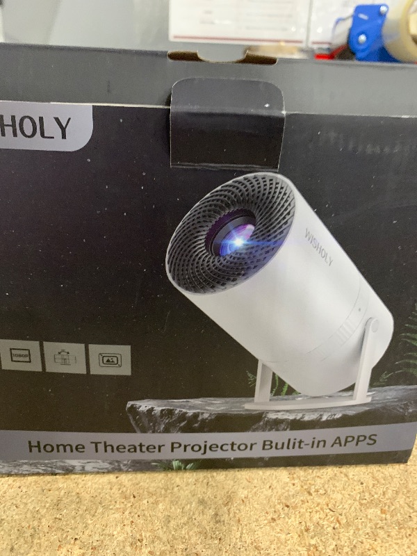 Photo 1 of [ Built-in Google TV & Voice Control] WISHOLY Mini Projector with WiFi and Bluetooth, Built-in Streaming Apps, Portable Movie Projector 4K with 180° Rotatable for Outdoor, Home Theater, Movie Night