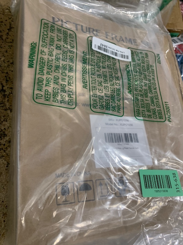 Photo 1 of ***UNKNOWN DAMAGES*** upsimples 8x10 Picture Frame Set of 3, Made of High Definition Glass for 5x7 with Mat or 8x10 Without Mat, Wall and Tabletop Display Photo Frames, Gold