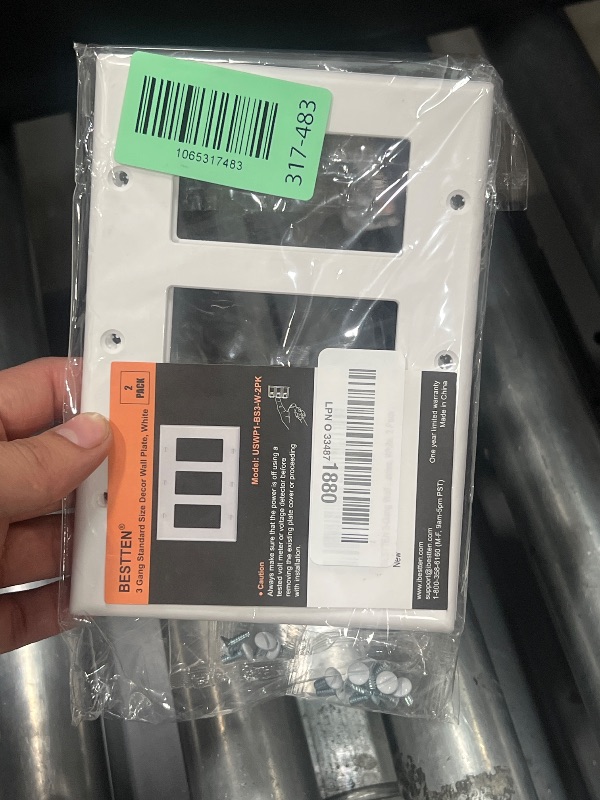 Photo 1 of [2 Pack] BESTTEN 3-Gang Decorator Wall Plate, GFCI Outlet and Dimmer Switch Cover with 3 Decorator Openings, Standard Size, H4.53” x L6.38”, Unbreakable Polycarbonate, UL Listed, White