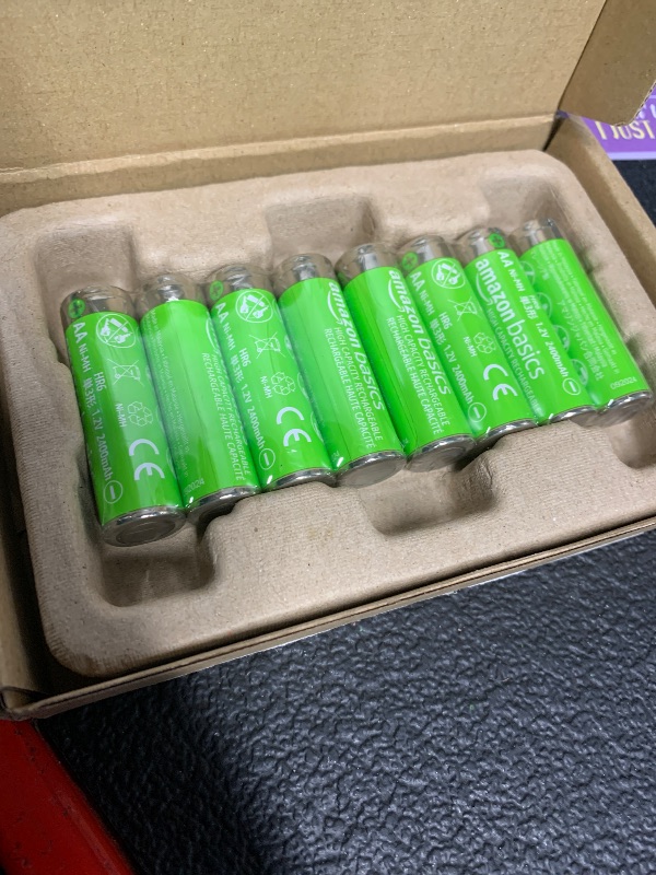 Photo 1 of ***FACTORY SEALED***Amazon Basics 8-Pack Rechargeable AA NiMH High-Capacity Batteries, 2400 mAh, 1.2V, Recharge up to 400x Times, Pre-Charged
