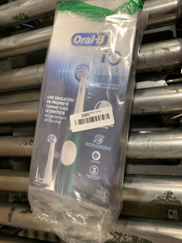 Photo 1 of **Parts Only** Oral-B iO Series 2 Rechargeable Electric Powered Toothbrush Starter Kit, Forest Green with 2 Brush Heads - Automatic Pressure Sensor to Protect Gums - 3 Modes - 2 Min Timer