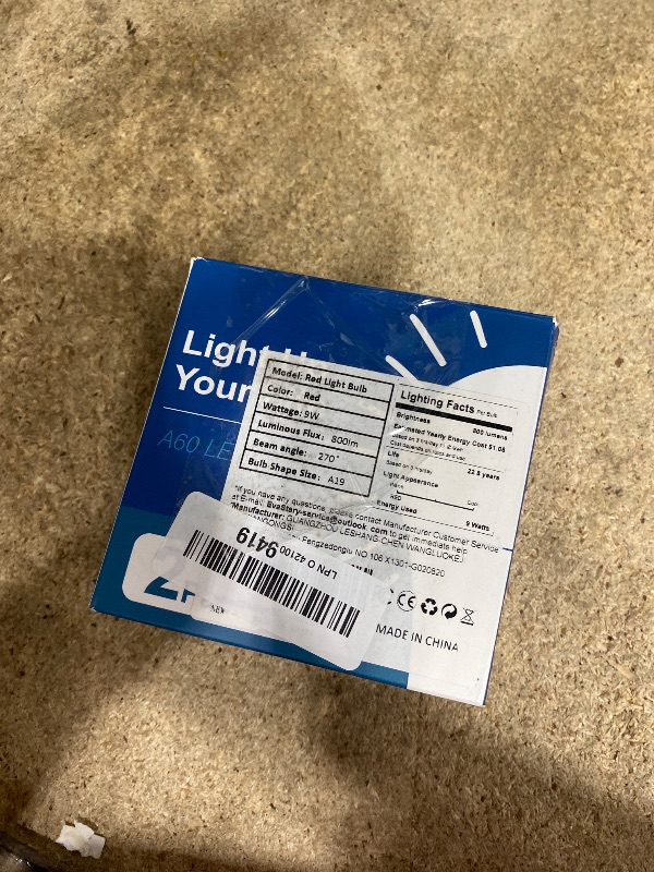 Photo 1 of ***ONE RED BULB***

EvaStary LED Red Light Bulb 60W Equivalent, A19 LED E26 Base Red Color Light Bulbs, 9W Bulb for Halloween, Christmas Decoration, Party, Bars, Porch Lights, Holiday Mood Lighting,