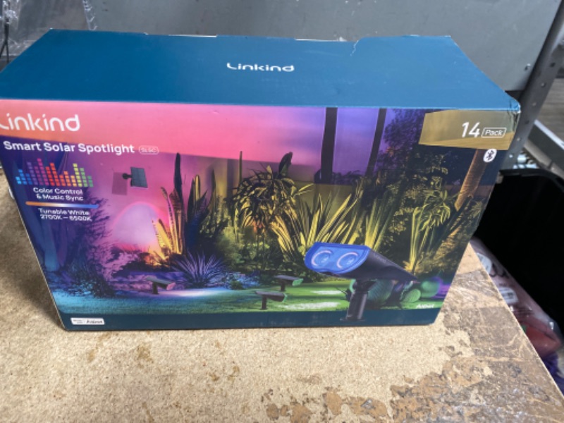 Photo 1 of ***SEE NOTES***Linkind Smart Solar Spot Lights Outdoor SL5C, Solar Halloween Lights Color Changing APP/Voice Control Landscape Lighting, IP67 Spotlight Outdoor Waterproof for Yard, Garden, Pathway(14 Pack)