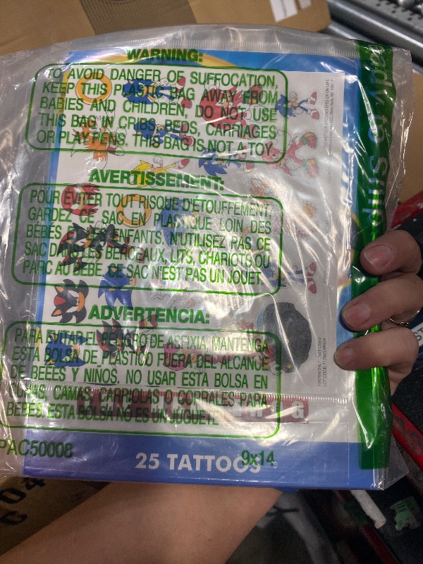 Photo 1 of - Nintendo - Sonic Temporary Tattoos for Kids and Adults - 75 Sonic the Hedgehog Tattoos For Party Favors Goodie Bags and More (Sonic Party Supplies Bundle)