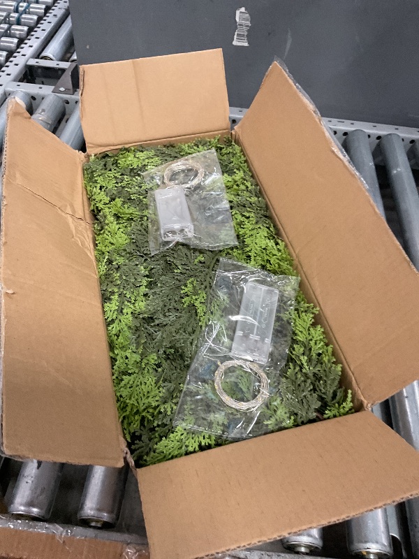 Photo 1 of ?2 Pcs? 9FT Cedar Garland with Lights, Prelit Christmas Garland Artificial Realistic, Real Touch Pine Christmas Garland for Mantle Stairs Outdoor Decoration, Battery Operated Faux Greenery Garlands