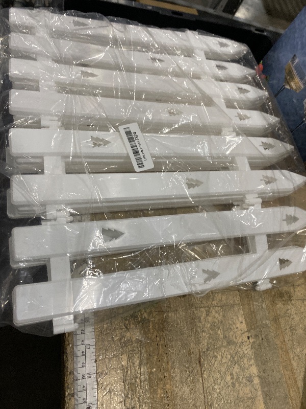 Photo 1 of 16" Extra Tall Fence for Christmas Tree,12PCS White Picket Fence Gate Barrier with Tree Patterns Christmas Tree Gate for Pets(24" H x 5" W Each)