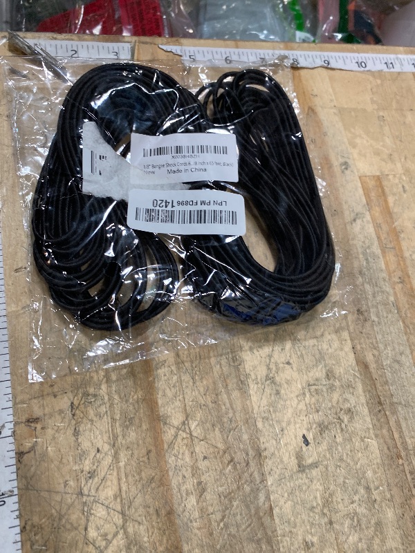 Photo 1 of 1/8" Bungee Shock Cords with Hooks,65 Feet Elastic Nylon Cords Kayak Stretch String Rope for Bikes,Tie Downs,Boating,Camping,Sunshades,Fitness and Outdoor Enthusiasts (1/8 inch x 65 feet, Black)