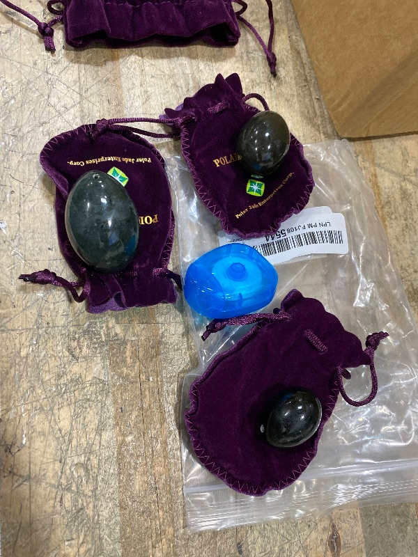 Photo 1 of Natural Nephrite Jade 3-Piece Predrilled Egg Set – Large, Medium & Small with Instructions and 55 Yards of String, by Polar Jade