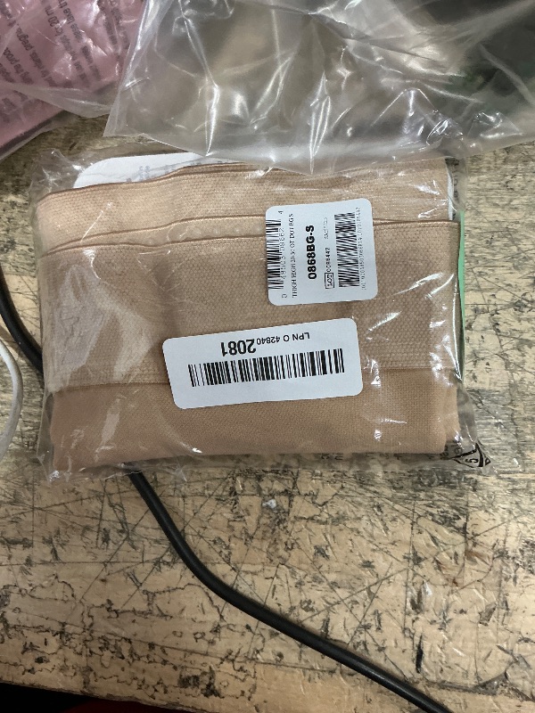 View 2 of *USED*Truform 20-30 mmHg Compression Stockings for Men and Women, Thigh High Length, Dot-Top, Open Toe, Beige, Small