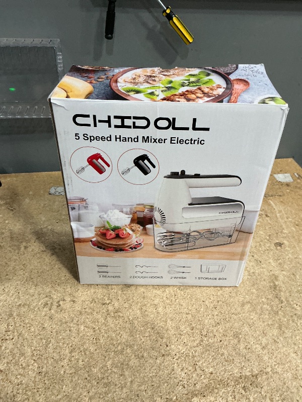 Photo 1 of (MISSING MAIN BEATER) 5-Speed Electric Hand Mixer, 800W Handheld Mixer with Turbo for Baking & Cooking, Kitchen Food Mixer with Storage Case & 5 Stainless Steel Attachments (2 Beaters, 2 Dough Hooks, 2 Whisks)-White
