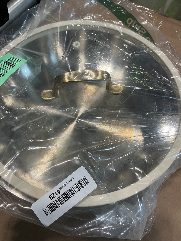 Photo 1 of ?CAROTE 10" Stainless Steel Frying Pan with Lid, Outer Ceramic Layer, Non-Toxic, Even Heating?Oven Safe, Induction, Ceramic and Gas Cooktops Compatible, White