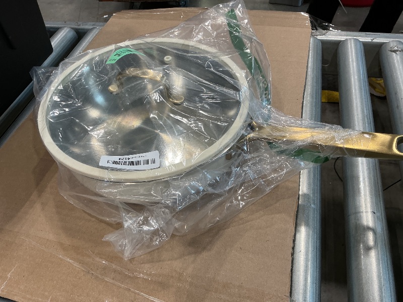 Photo 1 of ?CAROTE 10" Stainless Steel Frying Pan with Lid, Outer Ceramic Layer, Non-Toxic, Even Heating?Oven Safe, Induction, Ceramic and Gas Cooktops Compatible, White