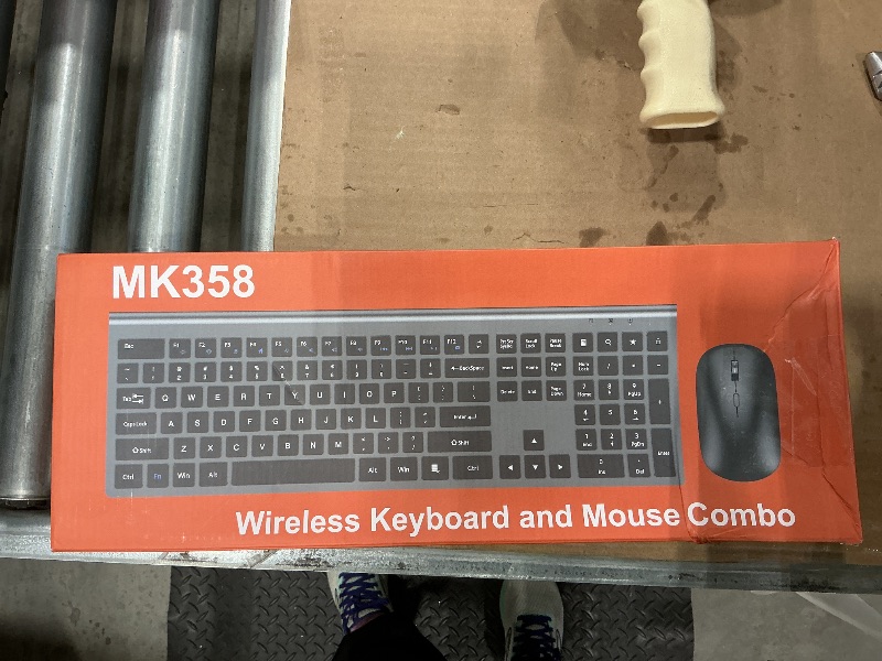 Photo 1 of **MISSING PARTS - Missing USB receiver**
Wireless Keyboard and Mouse Combo, Full Size Keyboard and Mouse, Long Battery Life, Optical Mouse, 2.4G Lag-Free Cordless Mice Keyboard Set Ultra Slim Design for Computer, Laptop, PC, Mac, Windows