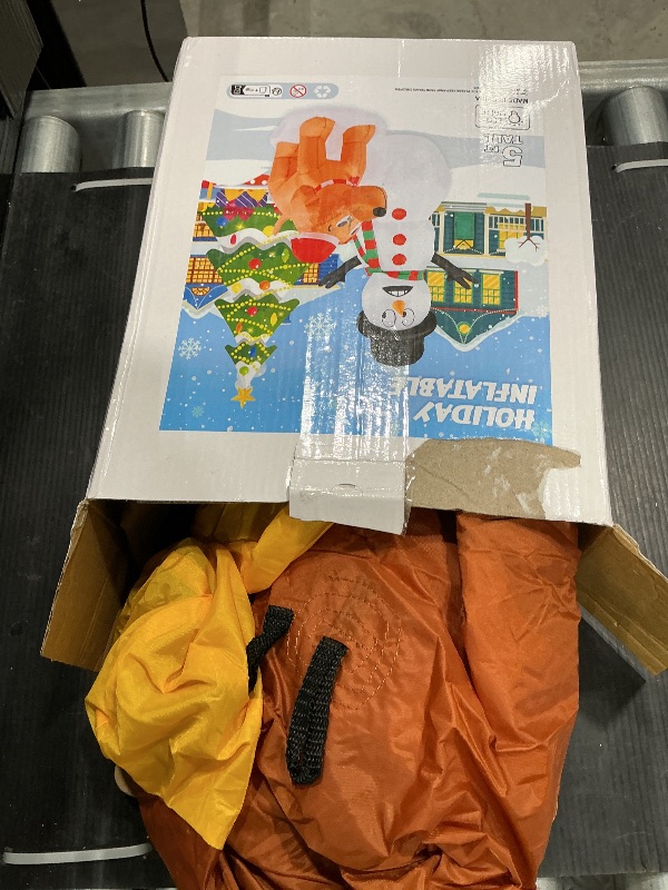 Photo 1 of ***MISSING SNOWMAN*** Christmas Inflatable Outdoor Decoration Snowman with Dog 5FT Giant Blow Up Yard Decorations Funny Merry Xmas Inflatables Built-in LED Lights for Indoor Holiday Garden Lawn Outside Décor