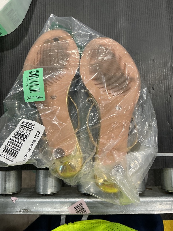 Photo 1 of *MINOR DAMAGE - USED*
Modatope Gold Two Strap Sandals Women Boe Tie Kitten Heel Open Toe Sandals Slip on Mid Heel Rounded Toe Sandals for Women Size 10