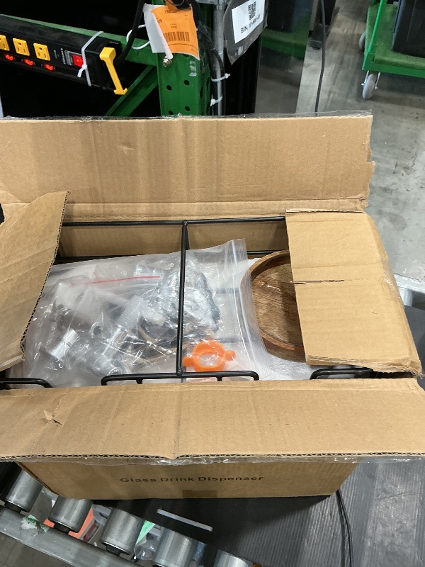 Photo 1 of ***MISSING PIECES UNKNOWN** Waymind 1 Gallon Glass Drink Dispensers with Wood Lid, 2 Pack Clear Beverage Dispenser with Stand and Spigot for Parties, Lemonade Dispenser with Markers and Chalkboard for BBQ, Picnic